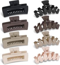 Image of 8 Pack 4.4 Inch Large Hair Claw Clips for Women Thin Thick Hair, Big Matte Squar