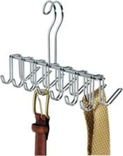 Image of iDesign Tie and Belt Hanger with 14 Hooks, Handy Metal Tie Rack for Wardrobe or