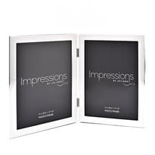 Image of Impressions Photo Frame Matt/Shiny Silver Double 6" x 8"