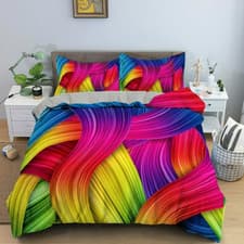 Image of Rainbow Tie Dye Abstract Art Quilt Duvet Cover Double Bedding Set Pillowcase