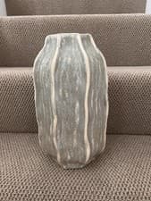 Image of Libra Interiors Reactive Glaze Large Vase Sage Green & Beige Tones 31cm x 16cm