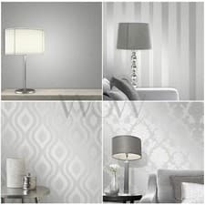 Image of FINE DECOR QUARTZ SILVER WALLPAPER - STRIPE / GEOMETRIC / DAMASK GLITTER