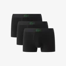 Image of Lacoste Men’s 3-Pack Cotton Stretch Trunks – Crocodile Logo Waistband