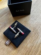 Image of Paul Smith Silver Pencil Cufflinks With Colourful Stripes