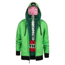 Image of Minecraft Creeper Anatomy Green Kids Zipped Hoodie Youth Sweatshirt Boys/ Girls