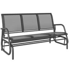Image of Outsunny 3-Seat Glider Rocking Chair for 3 People Garden Bench Grey