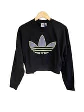 Image of Adidas Size 8 - RRP £60 Womens Loose Sweatshirt Checkered Gingham Trefoil - BNWT