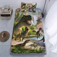 Image of Dinosaurs Bed Sheets Twin for Boys,3D Realistic Dinosaur Green Fitted Sheets ...