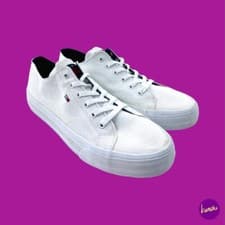 Image of TOMMY JEANS Men's Canvas Lace Up Vulcanised Sneakers White UK 11 | EU 46 | US 12