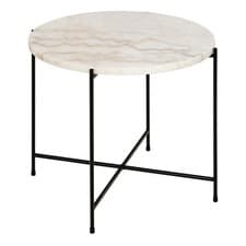 Image of Luxury Black Marble Side Table - Polished Stone Top with Sleek Metal Base