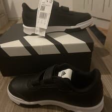 Image of Adidas Tensaur Sport Black Leather Trainers 2.0 CF kids UK 2 BNWT GW6440
