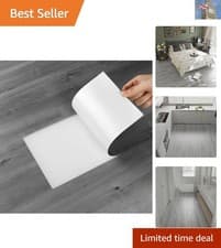 Image of 20pcs Self-Adhesive Grey Vinyl Tiles - Wood Design for Kitchen & Living Rooms