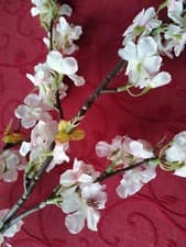 Image of Artificial Cherry Blossom Branch with Realistic Faux Flowers for Home Décor and