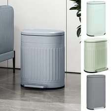 Image of Kitchen Pedal Bin, Metal Rubbish Bin with Soft-close Lid