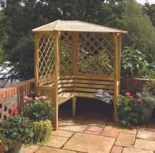 Image of Rowlinson Balmoral Corner Garden Arbour Bench Seat with Lattice Pressure Treated