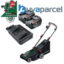 Image of Bosch Rotak 18V2-43 Twin 18v 36v Cordless Lawnmower Mower 43cm 2 x 4.0ah Battery