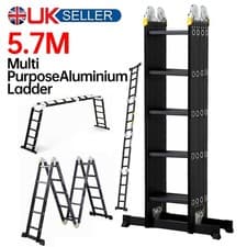 Image of 5.7M Multi-Purpose Folding Heavy Duty AluminiumTelescopic Extendable DIY Ladder