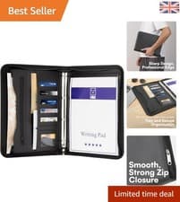 Image of Versatile A4 Faux Leather Zipped Folder with Ring Binder for Work & Meetings
