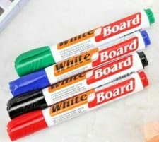 Image of 8 x Large Dry Wipe White Board Markers Pens Bullet Tip Black Blue Red Green