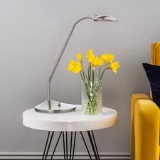 Image of LED Table Lamp Satin Chrome, 570lm, 3000K, Flexible Head, Desk/Reading Light
