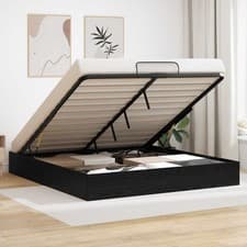 Image of Ottoman Bed Frame Black Oak 203 x 180 x 25 cm Engineered Wood