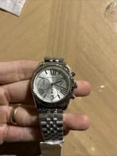 Image of Michael Kors MK5555 Lexington Chronograph 38mm Silver Tone Women's Watch