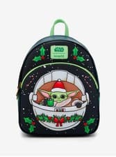 Image of Loungefly Star Wars The Mandalorian Grogu Cocoa Holiday Mini Backpack New