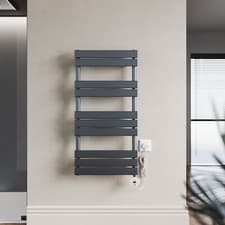 Image of Electric Towel Radiator WIFI Thermostatic Bathroom Heater Timer Prefilled Grey