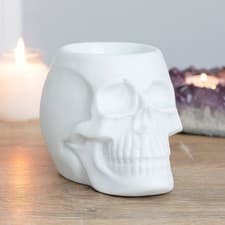 Image of White Skull Oil Burner - Gothic Halloween Themed Item