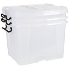 Image of Strata Smart 3 x 40L Plastic Storage Boxes with Lid - Clear