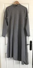 Image of Mint Velvet Beautiful Grey Striped Jersey Midi Dress Size 16