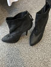 Image of All Saints Shard Ankle Boots In Jet Black Suede /leather