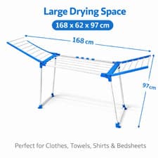 Image of Large Folding Winged Clothes Airer Drying Rack - Laundry Dryer Indoor/Outdoor