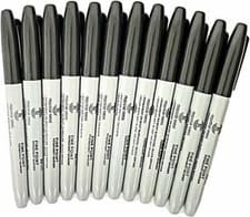 Image of Black Bold Point Tip Permanent Marker Pens Pack of 12
