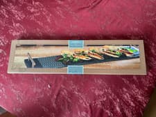 Image of Artesa Rectangular Slate Food Serving Platter Tray with Carry Handles 6 x 15 cm