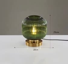 Image of Modern Glass Table Lamp E27 LED Bedside Light Gold Base Green Clear Amber Grey