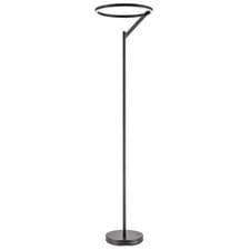 Image of Designer Floor Lamp in Matte Black with Large LED Halo Light Ring by Happy Ho...
