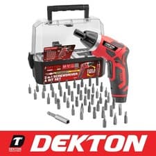 Image of Dekton 51PC 3.6V Cordless Rechargeable Screwdriver Set 2-in-1 Driver Bit Kit