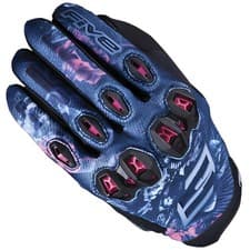 Image of FIVE STUNT EVO 2 FLOWERS BLUE PINK SUMMER VENTED MOTORCYCLE BIKE LADIES GLOVE