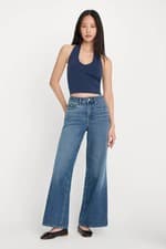 Image of New Good American Good Waist Palazzo  Ankle Jeans High Rise Wide Leg Size 6/28