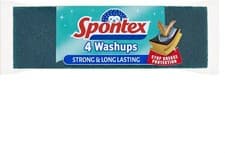Image of Spontex Washups Sponge Scourers 4 Pack Non‑Scratch General Purpose Cleaning
