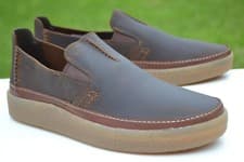 Image of Clarks Mens BNIB Casual Slip-on Shoes OAKPARK STEP Beeswax Leather UK 8 / EU 42