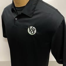 Image of NWT Nike Golf V8 Logo Men's L Dri-Fit Black Short Sleeve Polo Shirt Style 373749