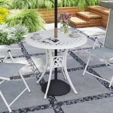 Image of 78 cm Round Garden Dining Table with Parasol Hole