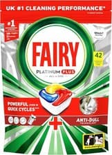 Image of Fairy Platinum Plus Dishwasher Tablets 42 Pack Lemon Anti Dull Technology