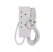 Image of 2 Way UK 13Amp Extension Lead, Standard Switched – 2 Gangs & 2 Meter Cable