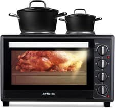 Image of 45L Electric Mini Oven with Hotplates 2850W Grill Bake Timer Portable Cooker UK