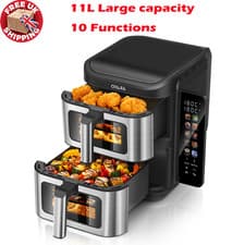 Image of Air Fryer 11L Dual Zone Digital Oven Cooker Oil Free Low Fat 10-in-1 Oven 2800W