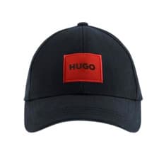 Image of Hugo Boss 8754 Cotton Twill Men-X Piqué Box Logo Baseball Cap Black