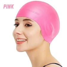 Image of Silicone Swimming Cap With Ear Pockets Long Hair Large For Men Ladies Women Hat